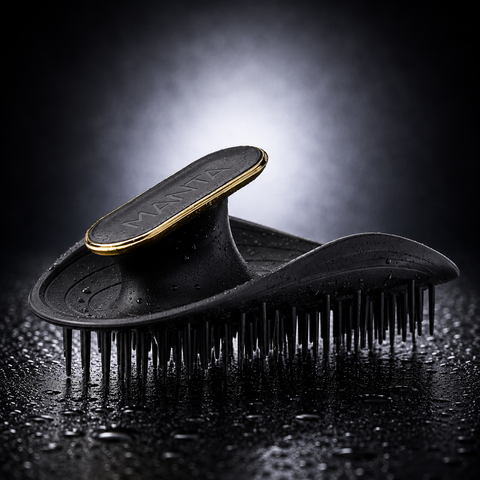 Щітка для волосся чорна MANTA Brush Black/Gold 3805 фото